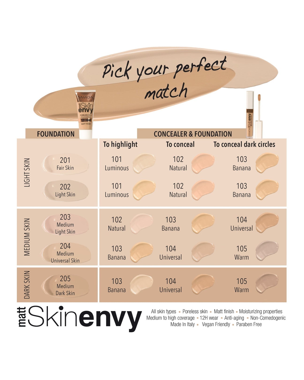 Samoa Skin Envy Matte Poreless Skin 12hr Wear Foundation